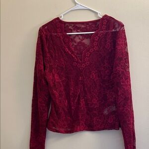 Elegant Red Lace Women's Top